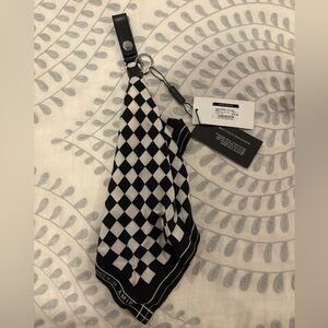 Amiri Black and White Checkered Scarf Bag Charm NWT